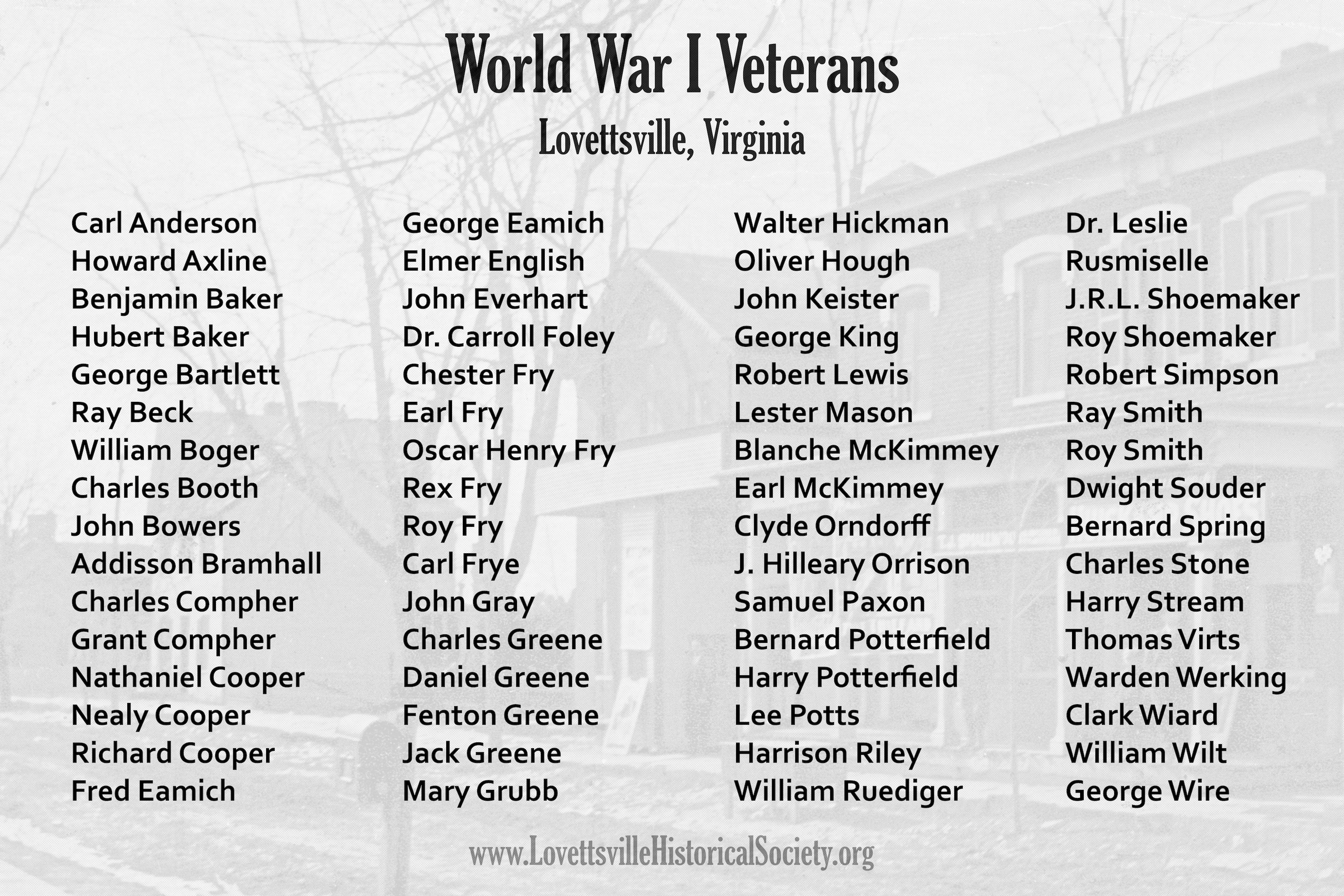 Thumbnail for the post titled: Lovettsville Veterans of World War One