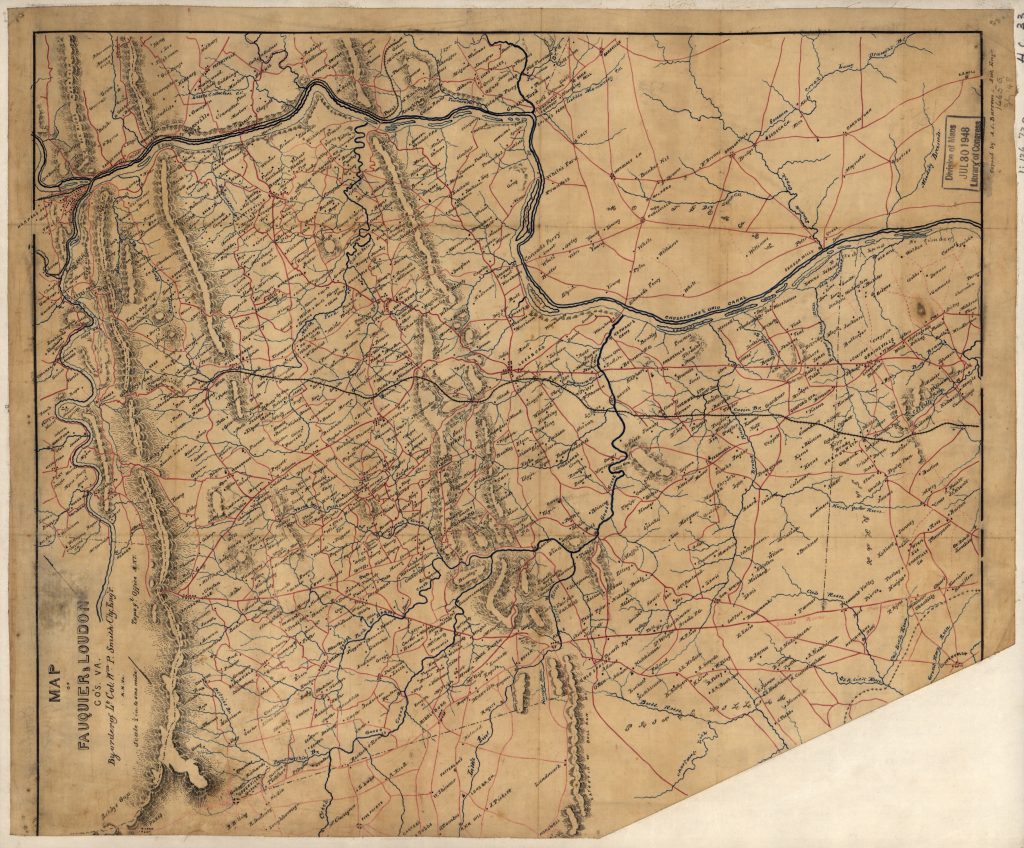 1863 ORIGINAL Map of Fauquier & Loudon [sic] co's. Va.cwh00033 copy