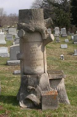 "Tree trunk" monument for Charles T. Williams and his wife Sallie Ann Seitz. 